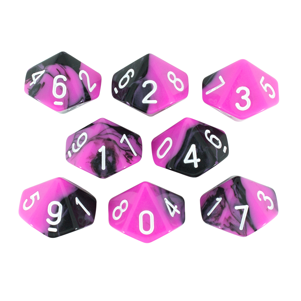 'Succubus' Pink and Black 8 D10 Dice Set