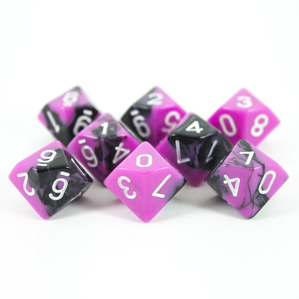 'Succubus' Pink and Black 8 D10 Dice Set