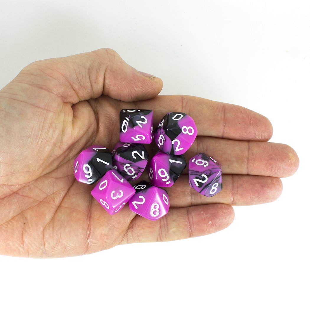 'Succubus' Pink and Black 8 D10 Dice Set