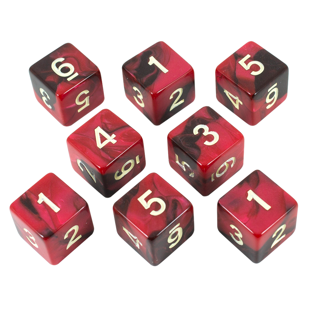 'Blood God' Red and Brown Marble 8 D6 Dice Set