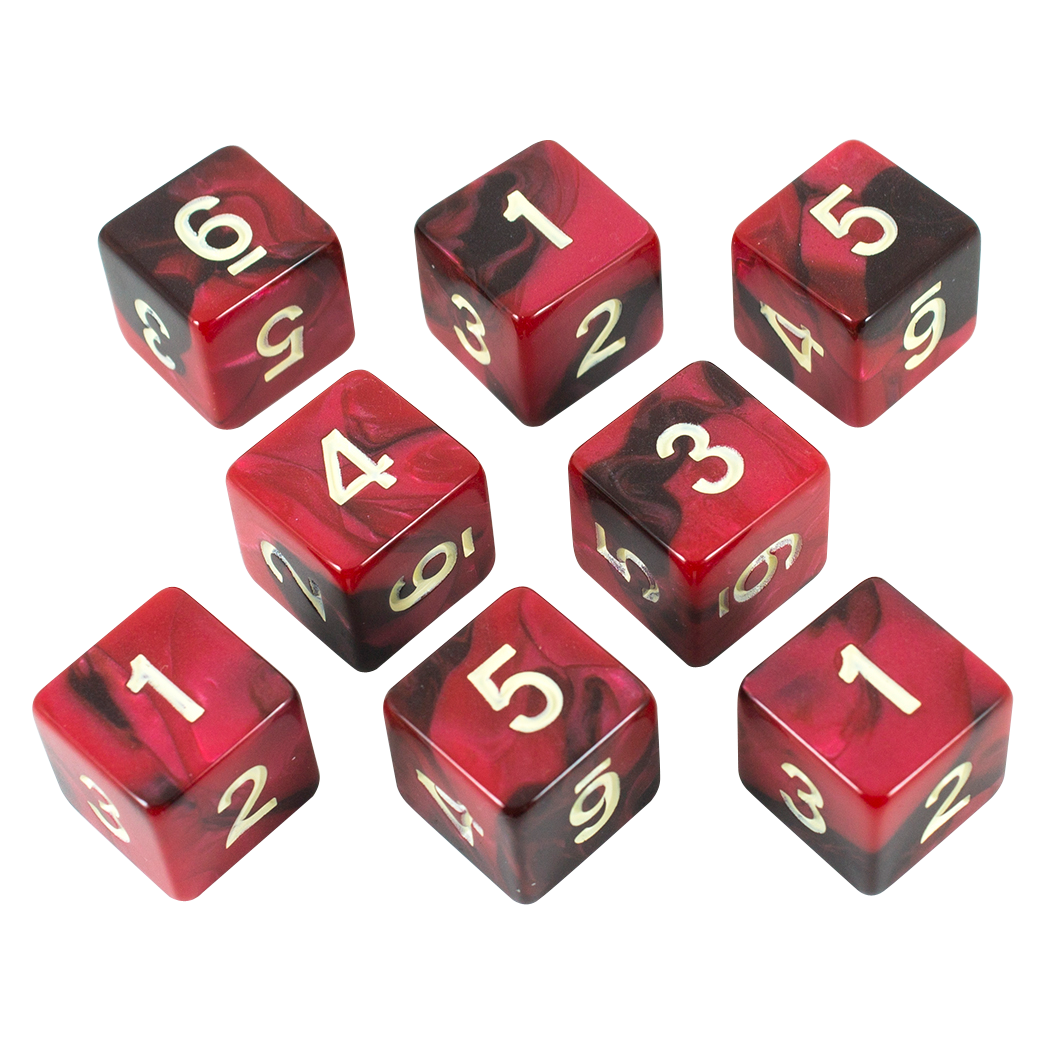'Blood God' Red and Brown Marble 8 D6 Dice Set