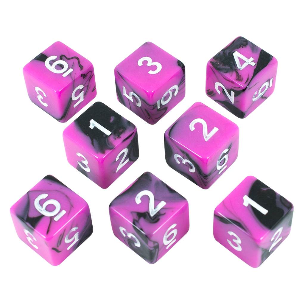 'Succubus' Pink and Black 8 D6 Dice Set