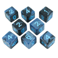 'Storm Lord' Grey and Blue Marble 8 D6 Dice Set