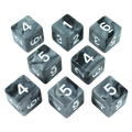 'Claws Of Darkness' Grey and Black Marble 8 D6 Dice Set
