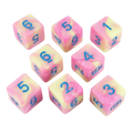 'Love Potion' Pink and Yellow Marble 8 D6 Dice Set