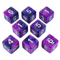 'Purple Worm' Purple and Blue 8 D6 Dice Set