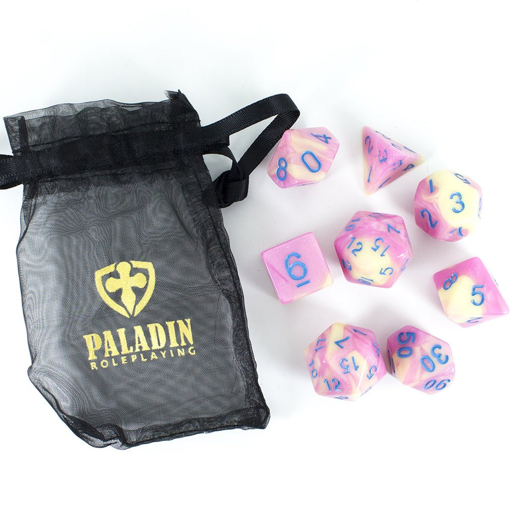 'Love Potion' Pink and Yellow Dice - Expanded Polyhedral Set With Extra D20