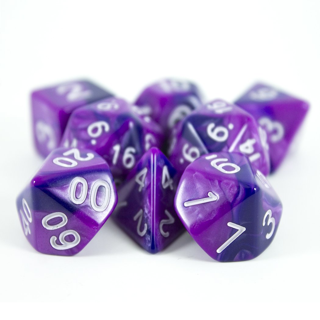 'Purple Worm' Purple and Indigo Dice - Expanded Polyhedral Set With Extra D20