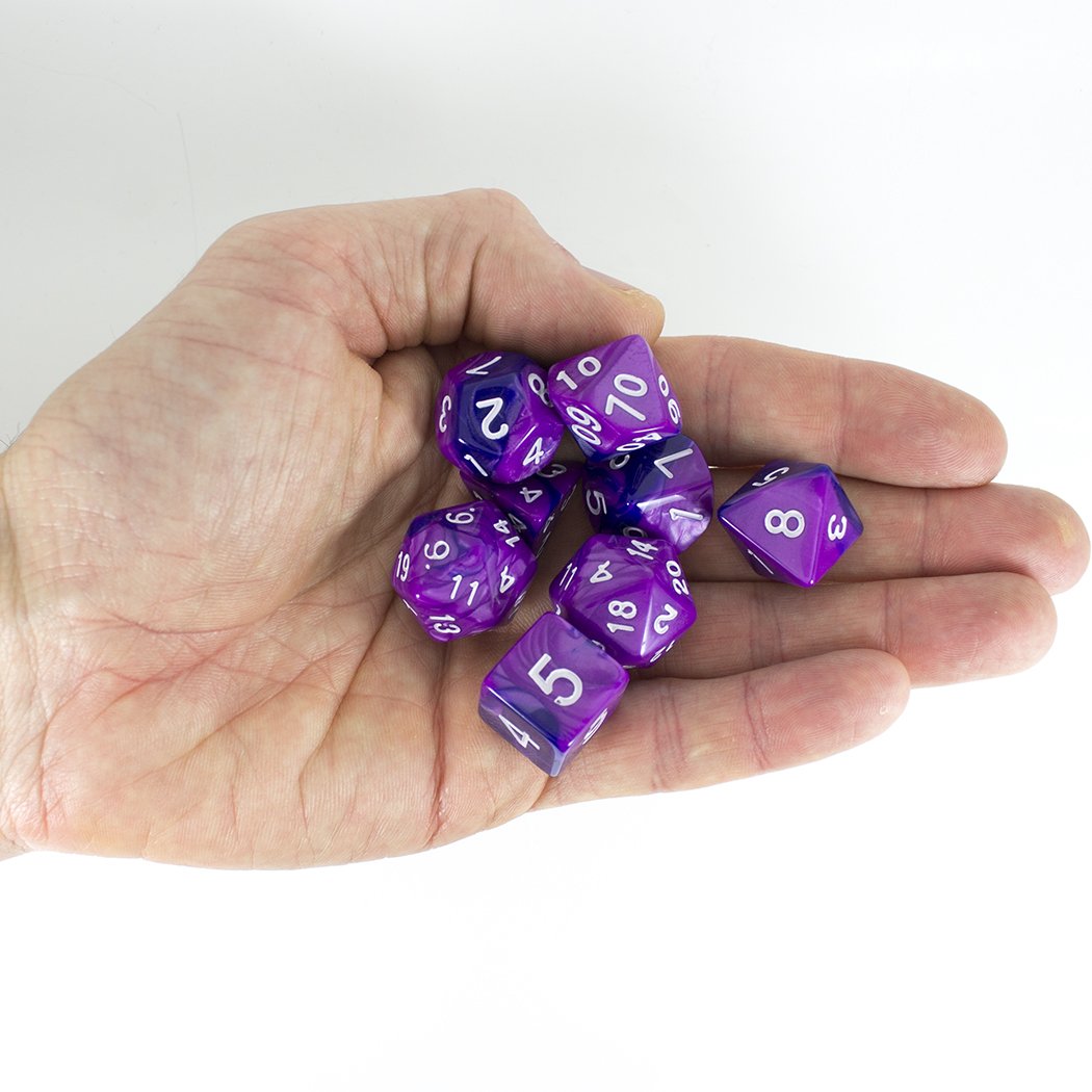 'Purple Worm' Purple and Indigo Dice - Expanded Polyhedral Set With Extra D20