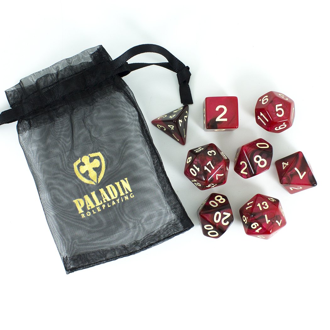 'Blood God' Red and Brown Dice - Expanded Polyhedral Set With Extra D20