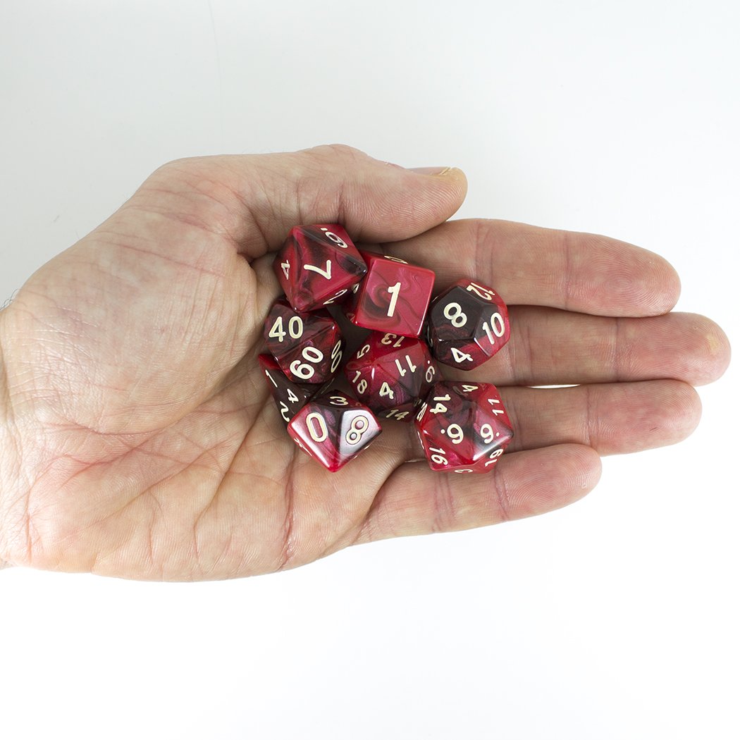 'Blood God' Red and Brown Dice - Expanded Polyhedral Set With Extra D20