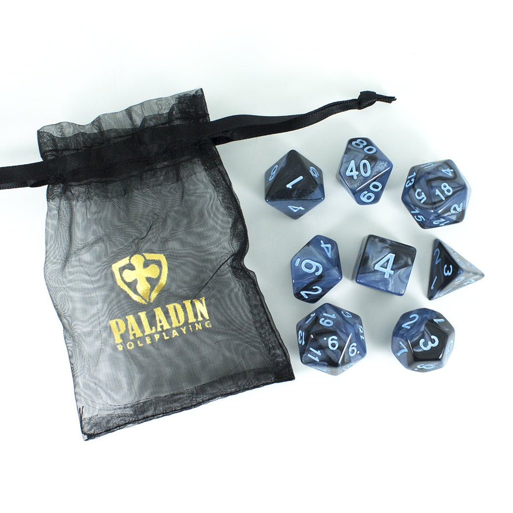 'Storm Lord' Grey and Blue Dice - Expanded Polyhedral Set With Extra D20