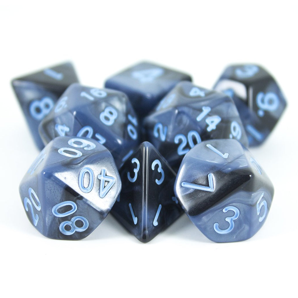 'Storm Lord' Grey and Blue Dice - Expanded Polyhedral Set With Extra D20