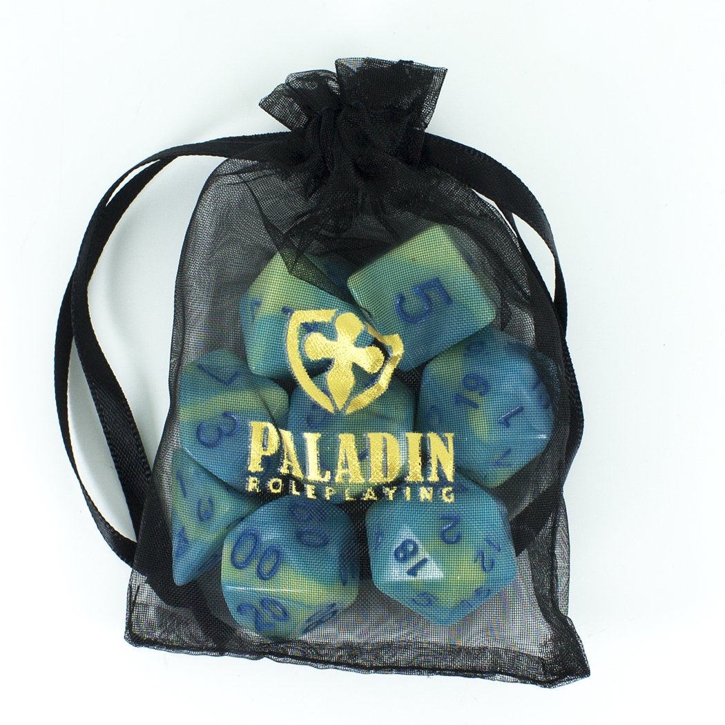 'Blue Mist' Blue and Yellow Dice - Expanded Polyhedral Set With Extra D20