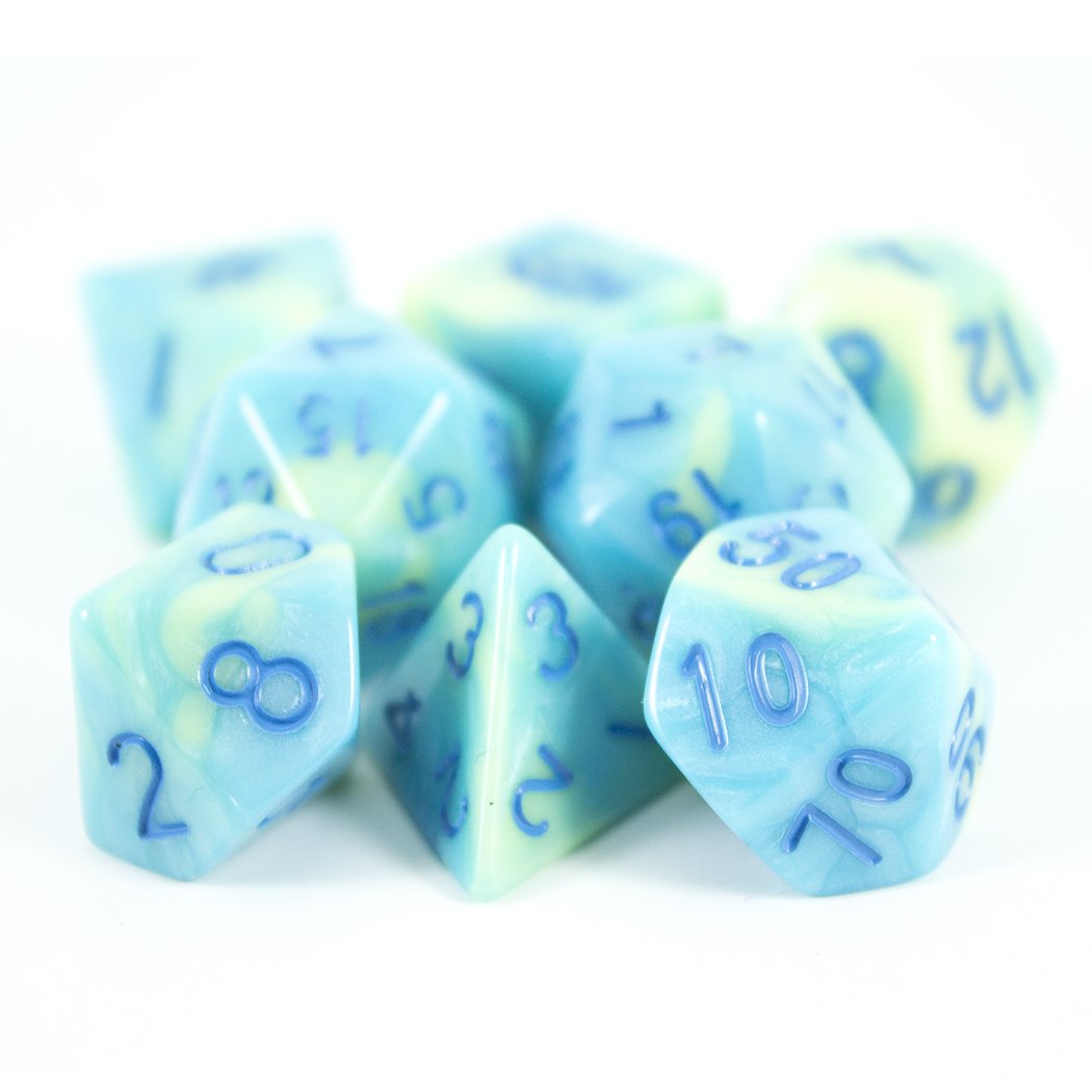 'Blue Mist' Blue and Yellow Dice - Expanded Polyhedral Set With Extra D20