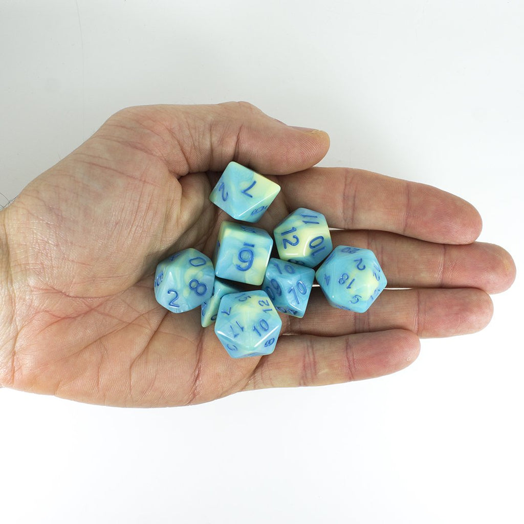 'Blue Mist' Blue and Yellow Dice - Expanded Polyhedral Set With Extra D20