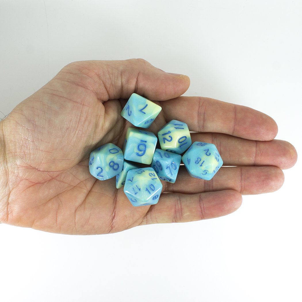 'Blue Mist' Blue and Yellow Dice - Expanded Polyhedral Set With Extra D20