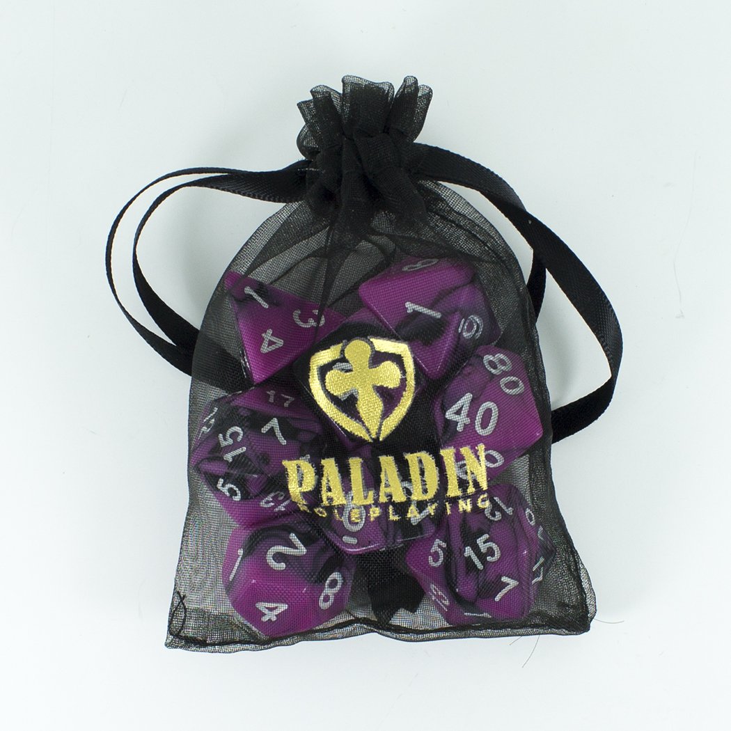 'Succubus' Magenta and Black Dice - Expanded Polyhedral Set With Extra D20