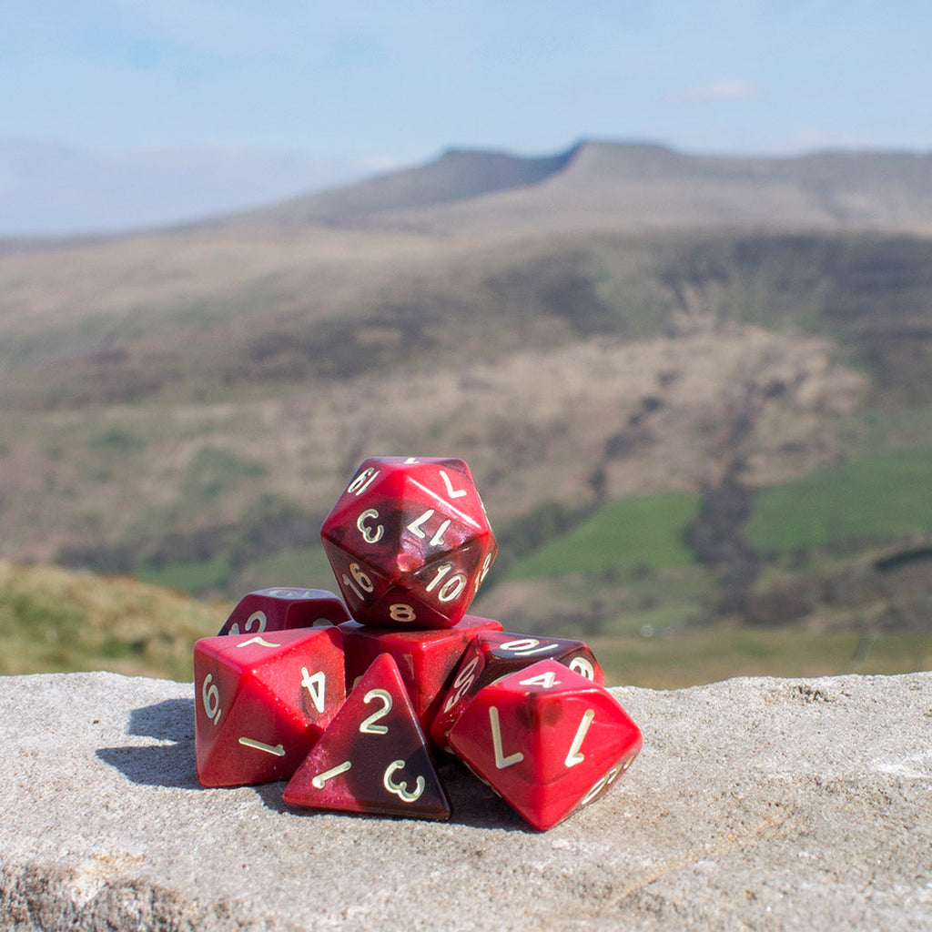 'Blood God' Red and Brown Dice - Expanded Polyhedral Set With Extra D20