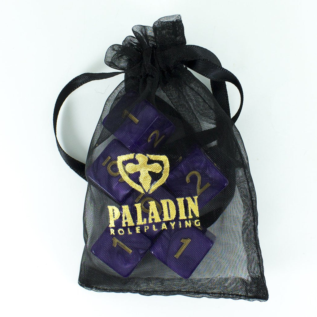 Purple D6 Dice - Pearl Effect - Set of Six (Gold ink)