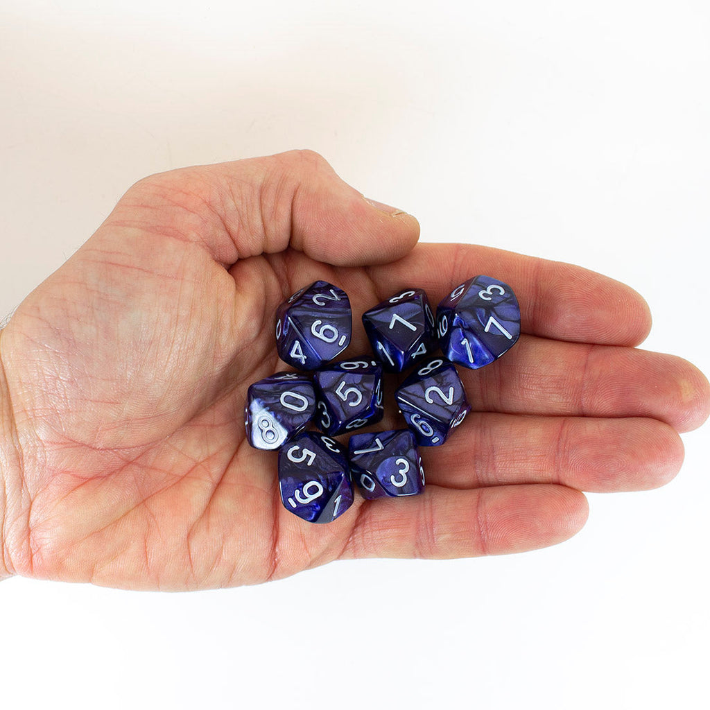 Blue Pearl Dice - 8 D10 Set - 'Nightfall'