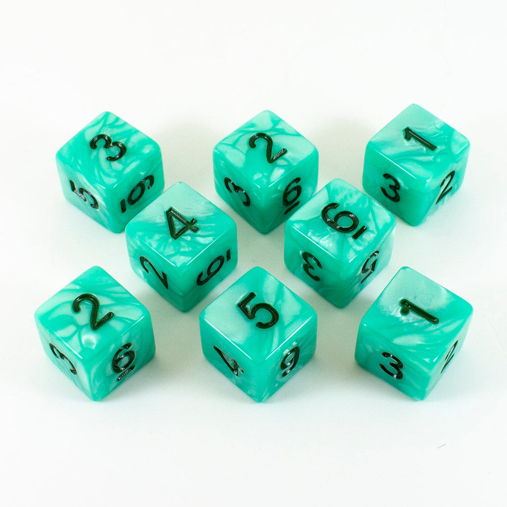 Turquoise Pearl Dice - 8D6 Set - 'Aqua'