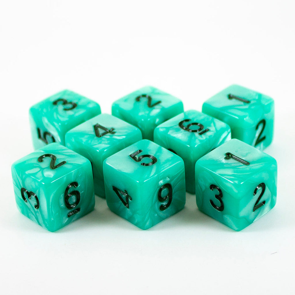 Turquoise Pearl Dice - 8D6 Set - 'Aqua'