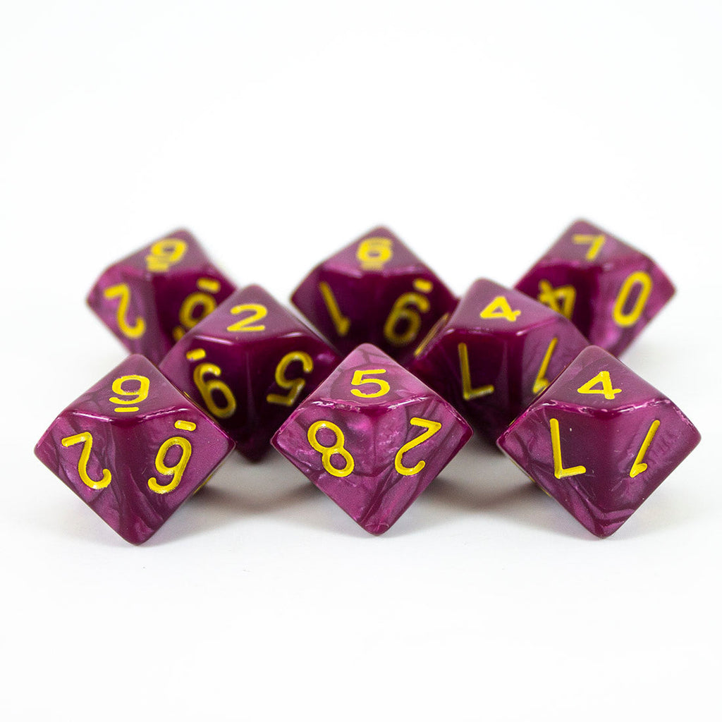 Purple Pearl Dice - 8 D10 Set - 'Plum'