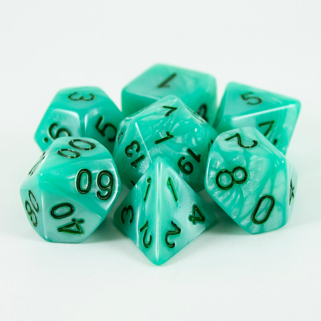 Turquoise Pearl RPG Dice - Full Polyhedral Set - 'Aqua'