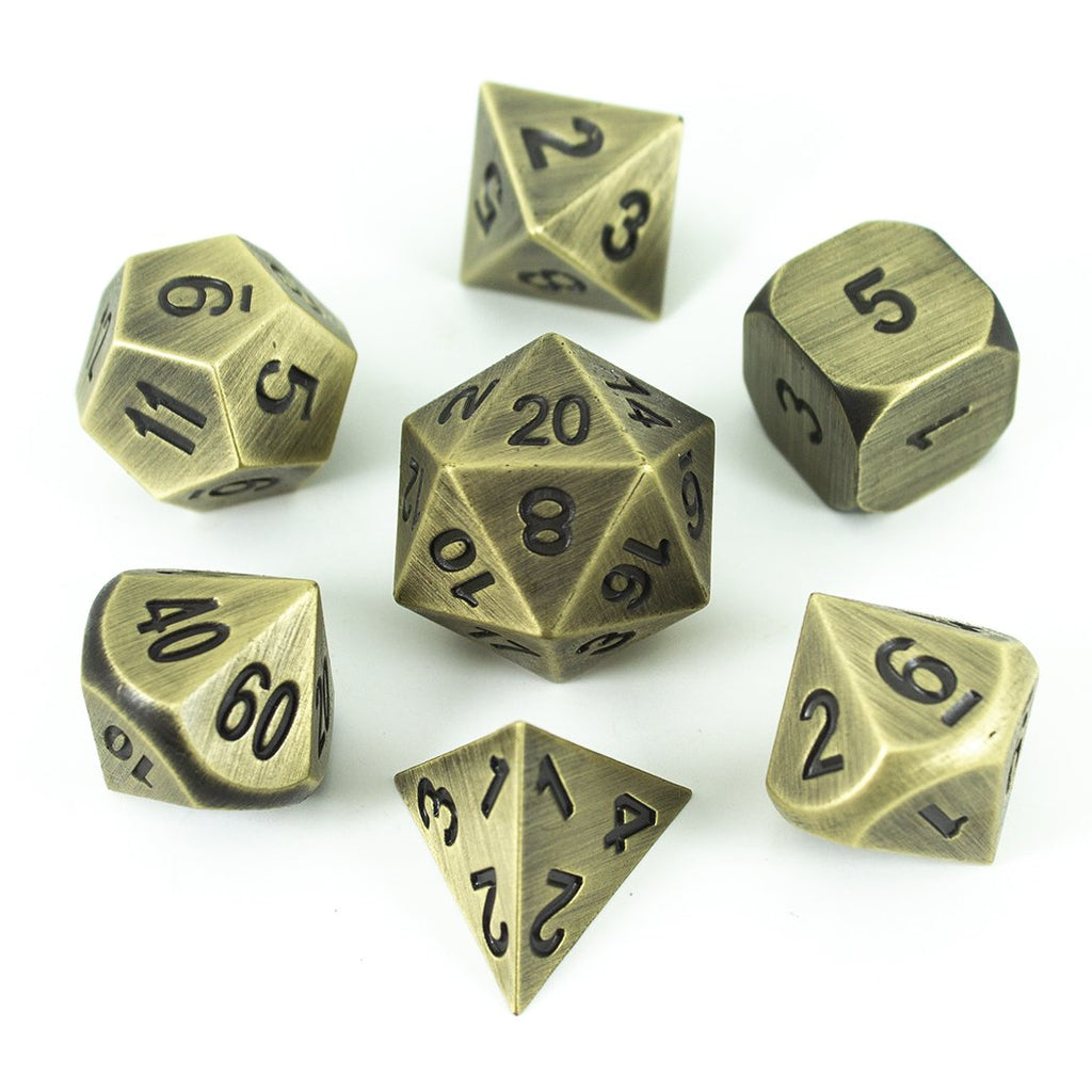Antique Gold Metal Dice Set, In Presentation Tin