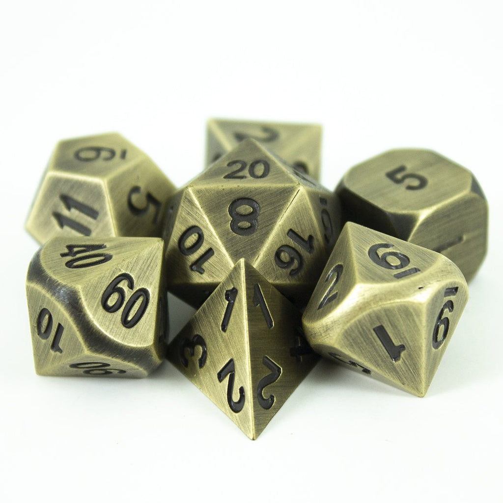 Antique Gold Metal Dice Set, In Presentation Tin