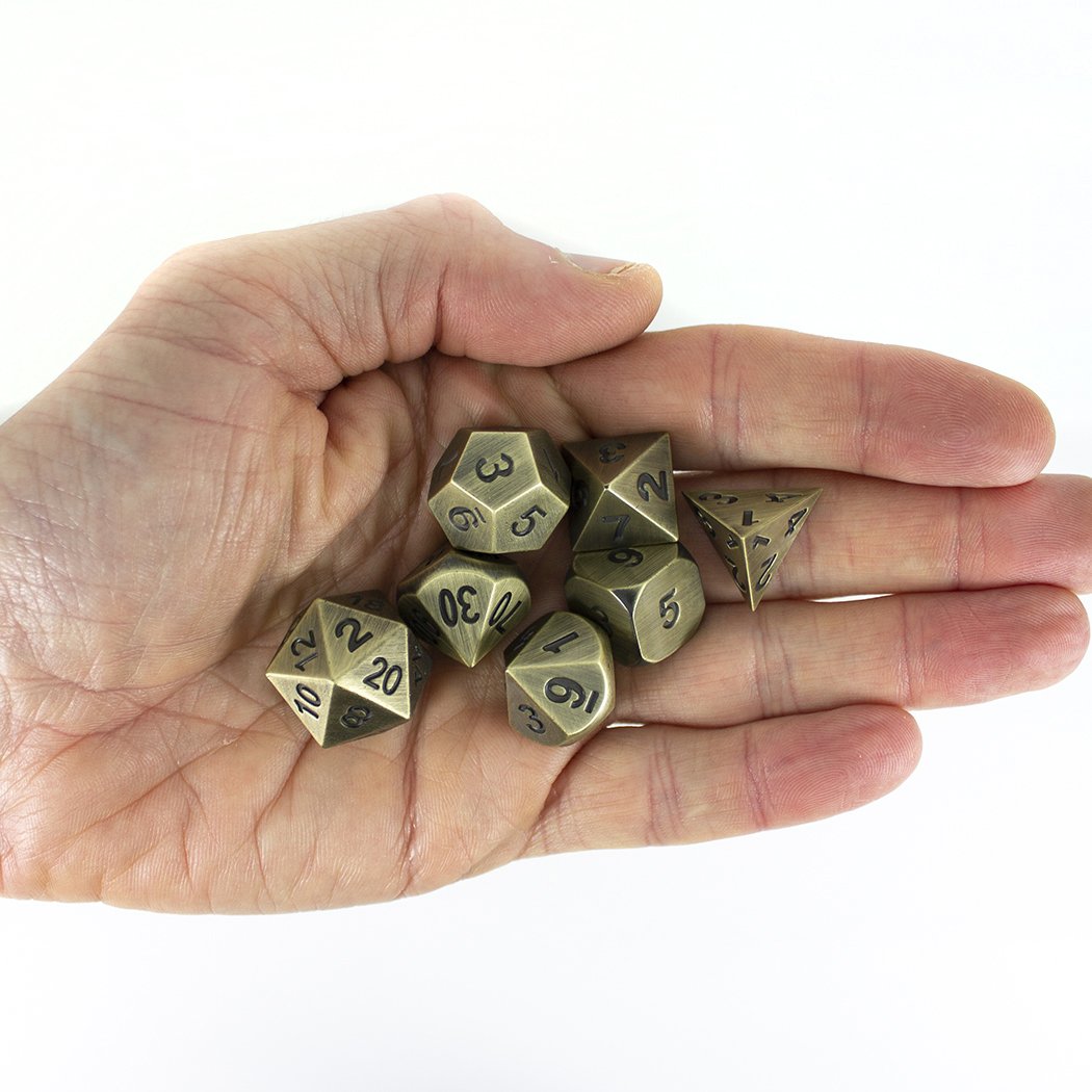 Antique Gold Metal Dice Set, In Presentation Tin