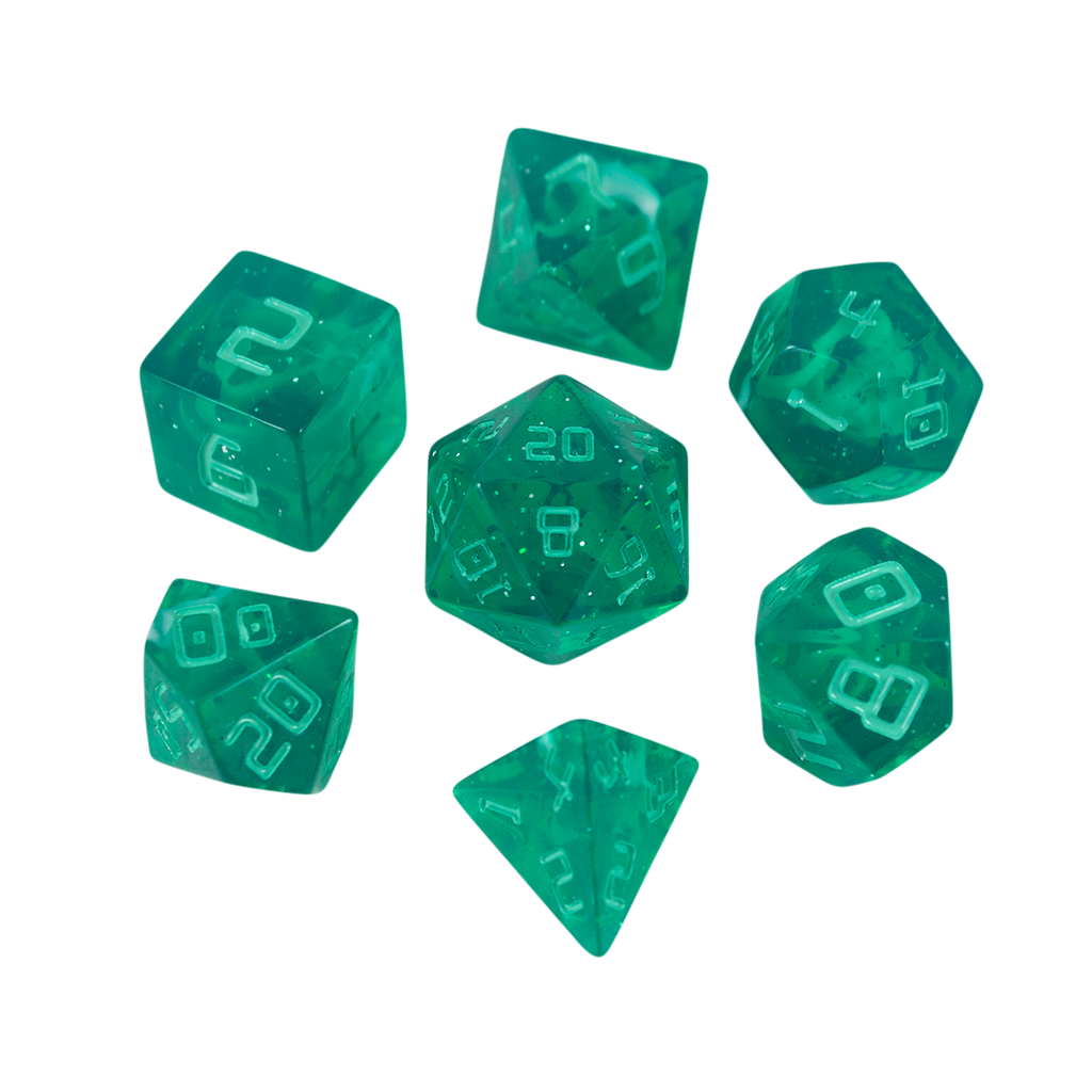 Starfarer 'Quasar' Green and White Sci-Fi RPG dice
