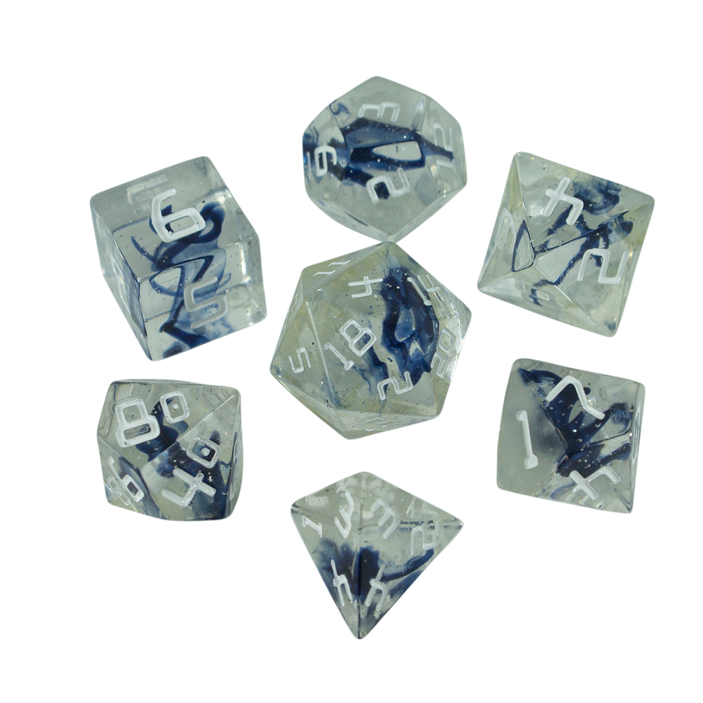 Starfarer 'Polaris' Clear / Blue Sci-Fi RPG dice