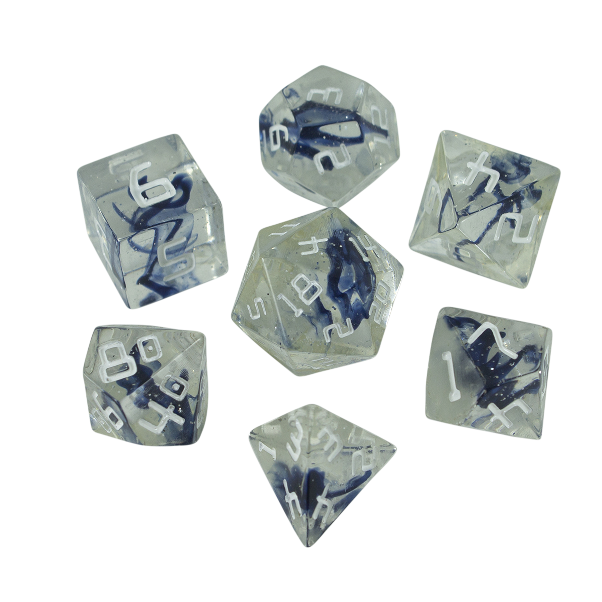 Starfarer 'Polaris' Clear / Blue Sci-Fi RPG dice