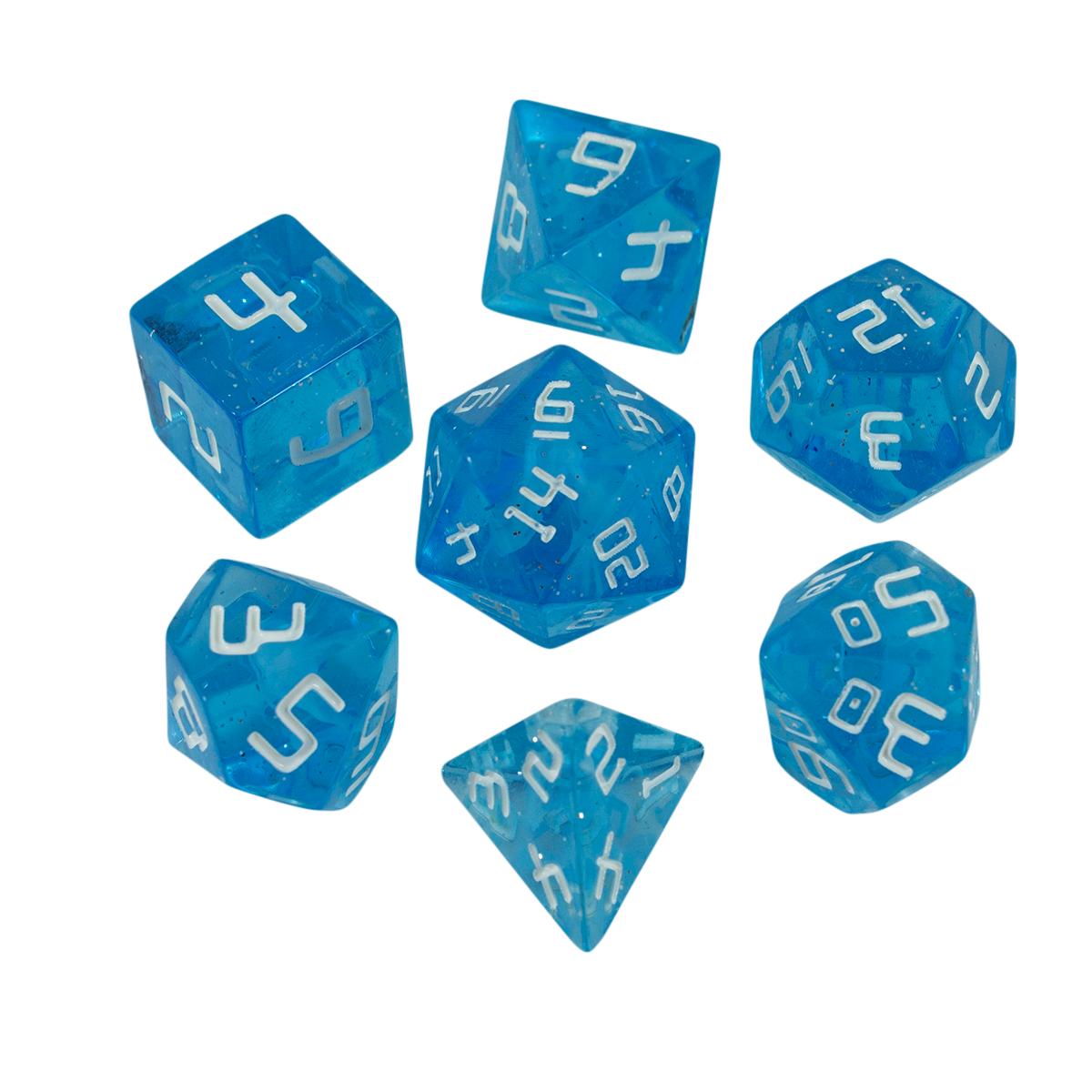 Starfarer 'Andromeda' Blue and White Sci-Fi RPG dice