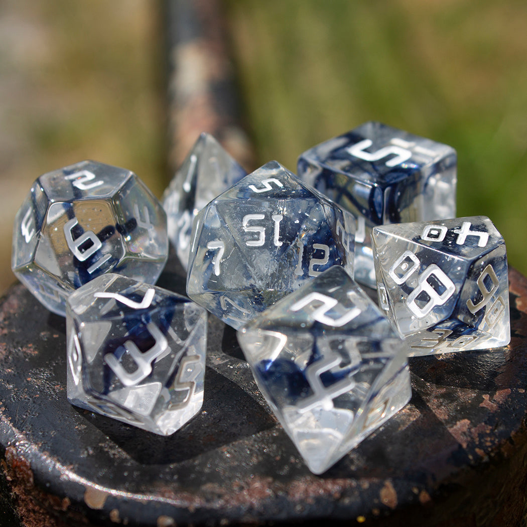 Starfarer 'Polaris' Clear / Blue Sci-Fi RPG dice