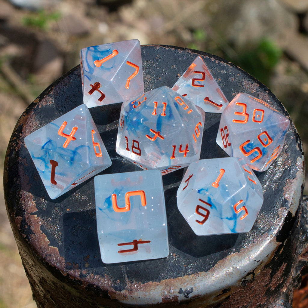 Starfarer 'Cyborg' Grey/Blue Sci-Fi RPG dice
