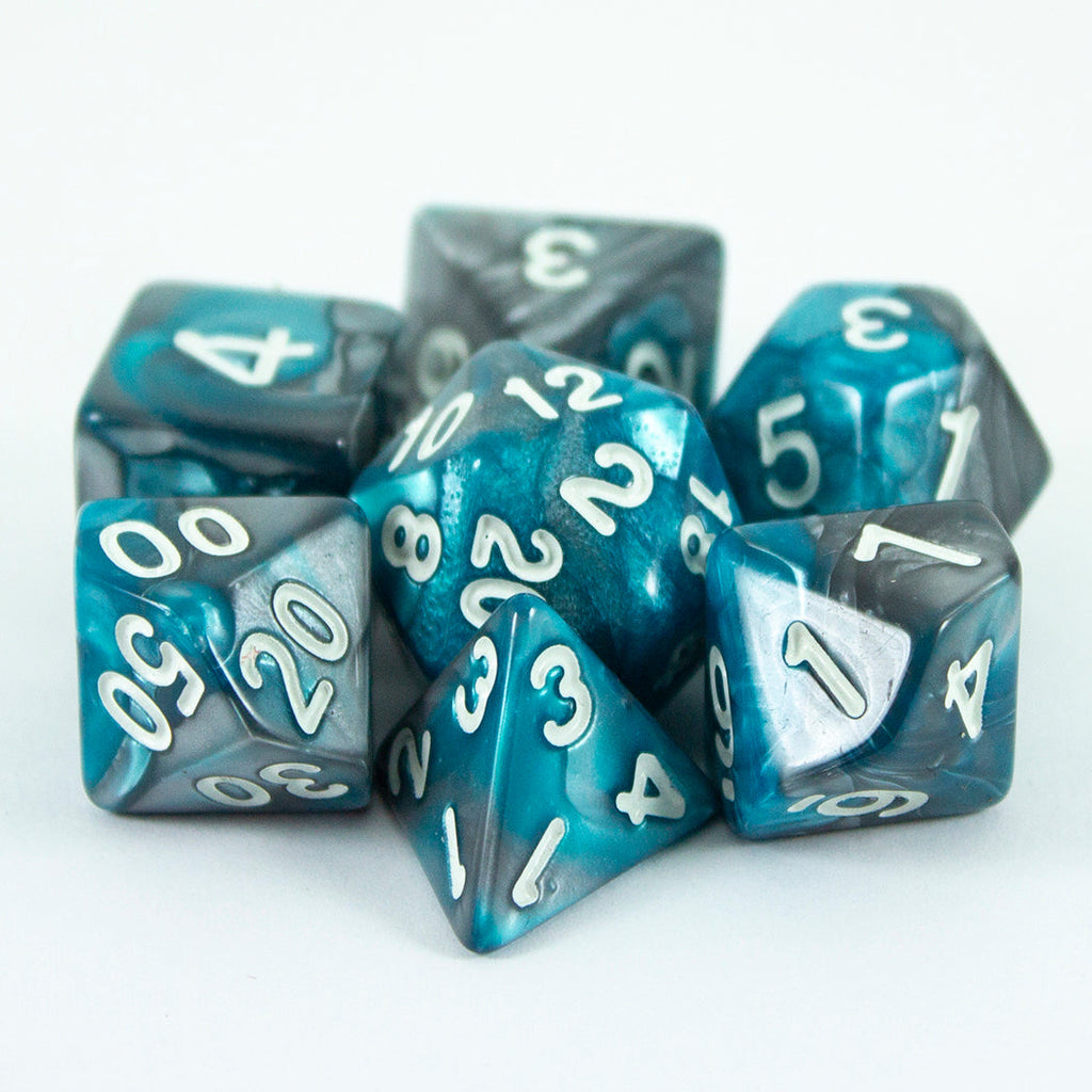 'Frostblade' Grey and Blue - RPG Dice Set