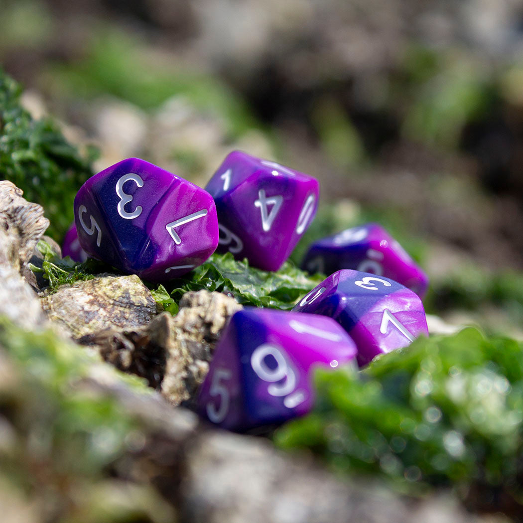 'Purple Worm' Purple and Blue 8 D10 Dice Set