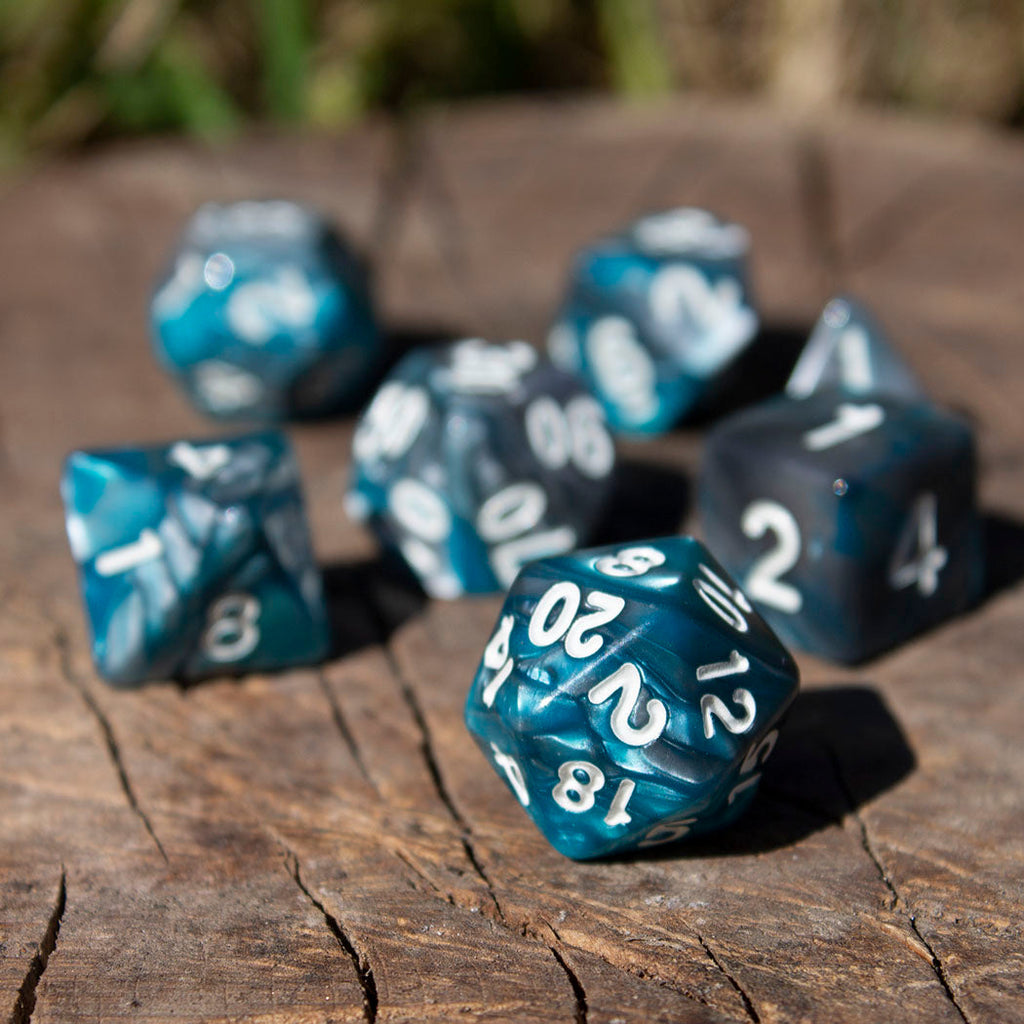 'Frostblade' Grey and Blue - RPG Dice Set