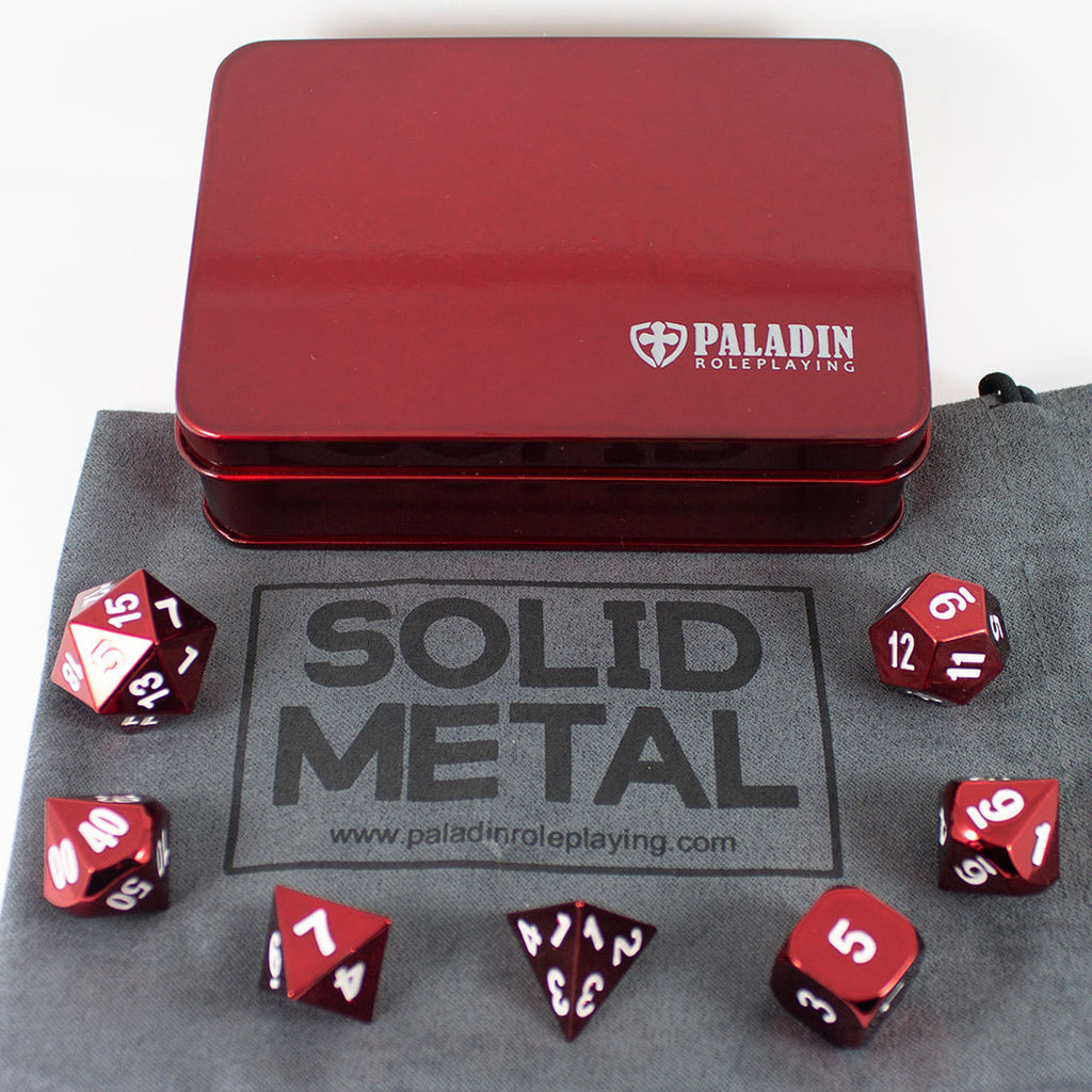 Red Metal Dice Set, In Presentation Tin