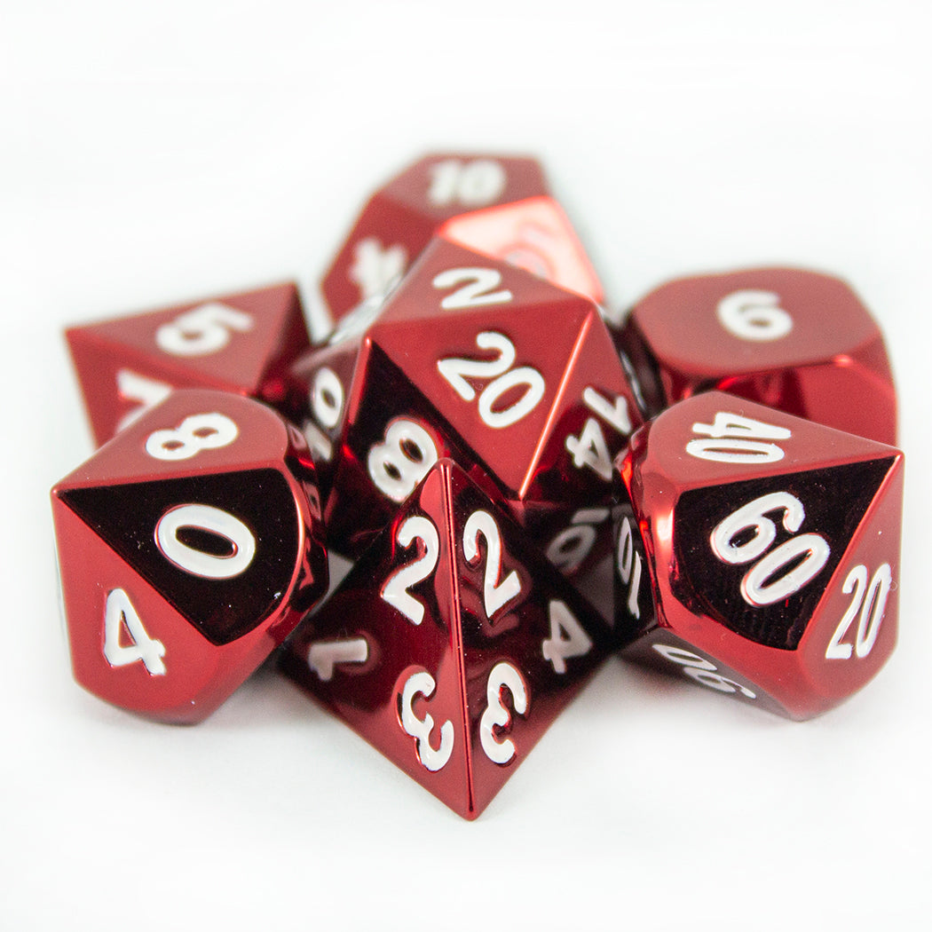 Red Metal Dice Set, In Presentation Tin