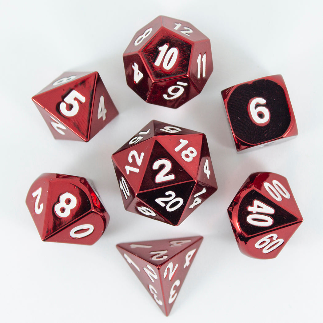Red Metal Dice Set, In Presentation Tin