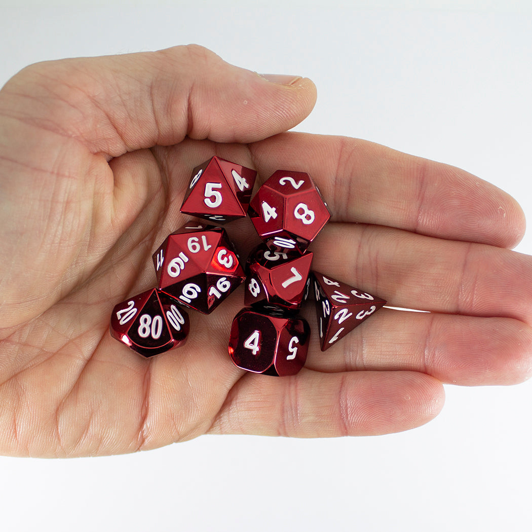 Red Metal Dice Set, In Presentation Tin