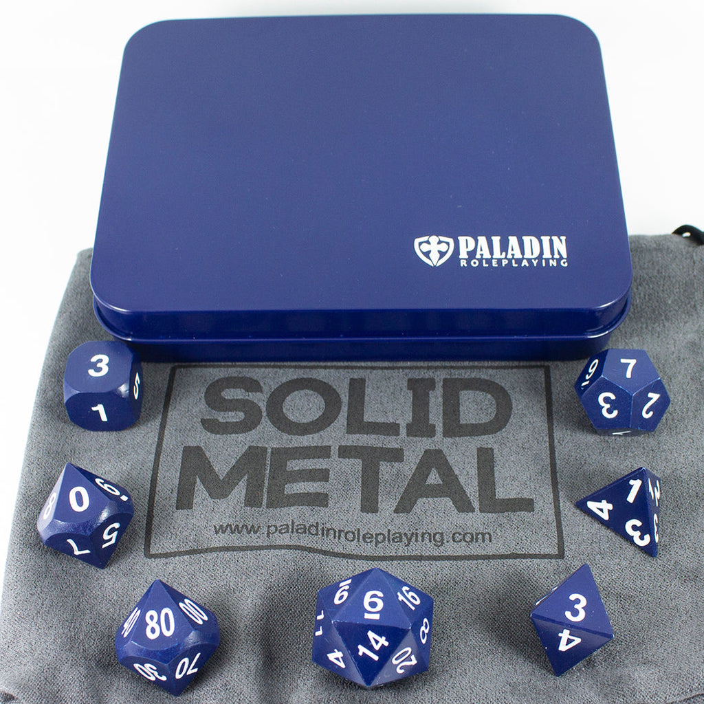 Blue Metal Dice Set, In Presentation Tin