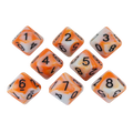 'Troll Slayer' Orange and White 8 D10 Dice Set