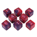 'Tiefling's Kiss' Red and Purple Marble 8 D6 Dice Set