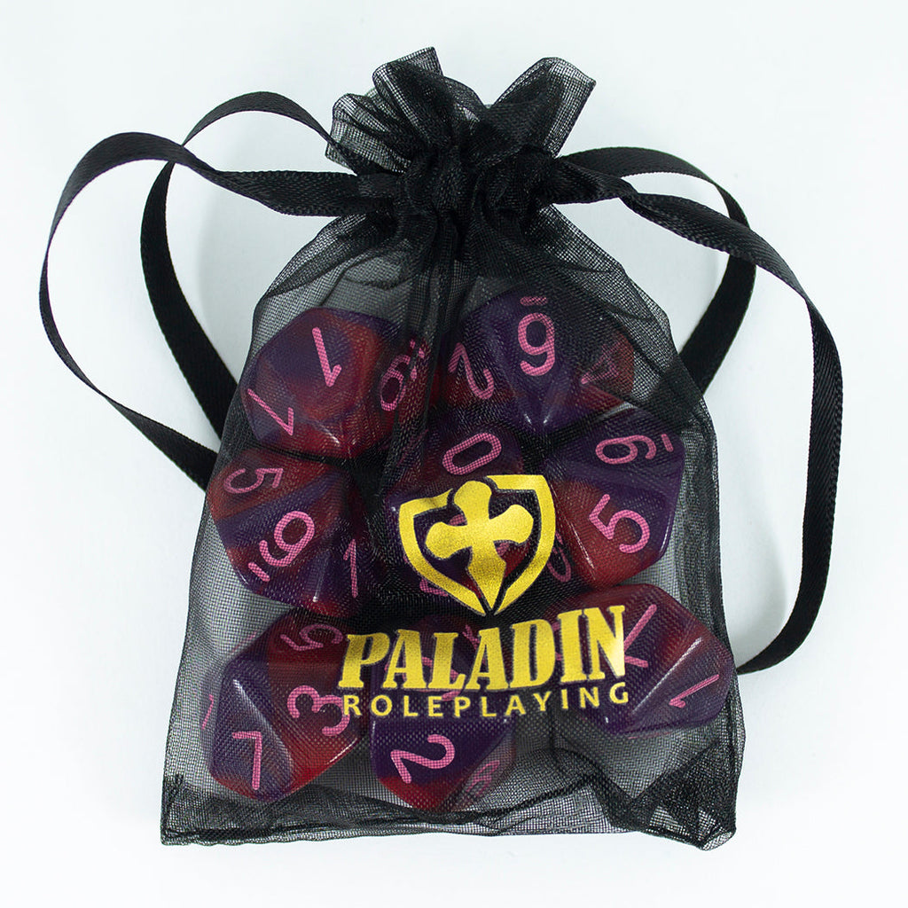 'Tiefling's Kiss' Red and Purple 8 D10 Dice Set