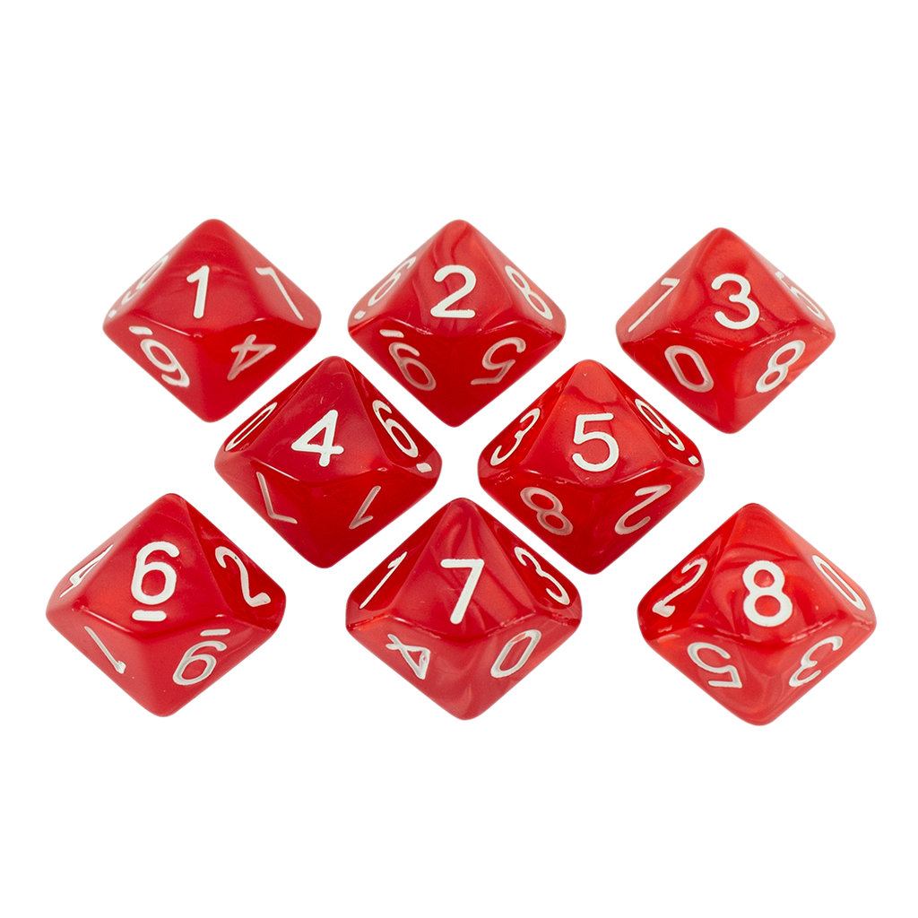 Red Pearl Dice - 8 D10 Set